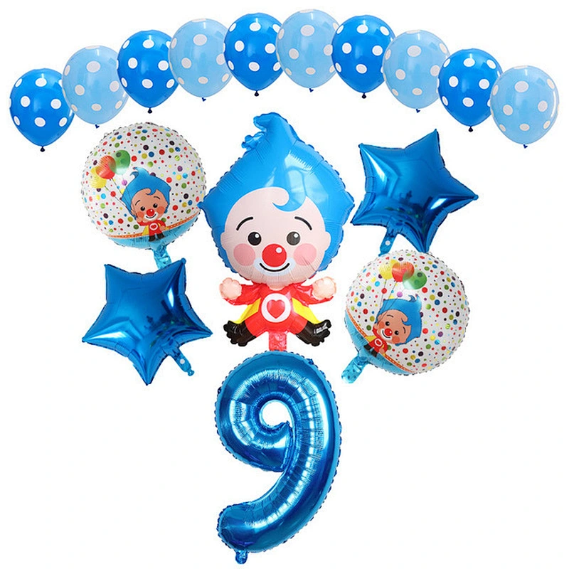 Plim Plim Clown Polka Dots Latex Globos 32 inch number foil balloons set For Kids Toy Birthday Party Decoration Supplies
