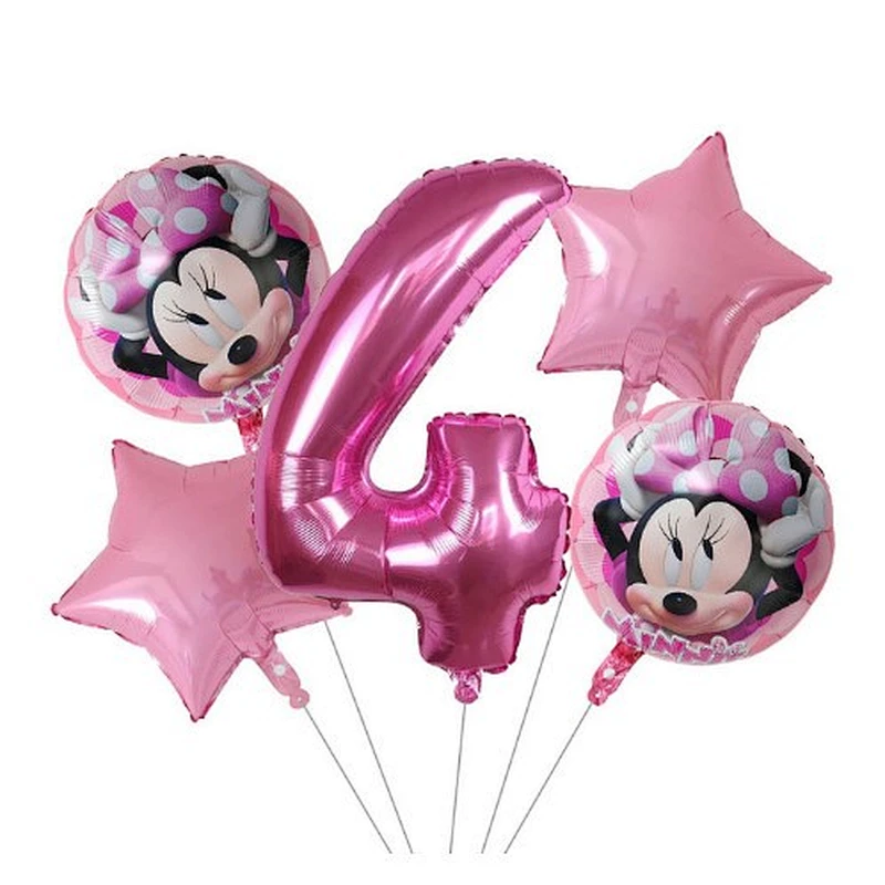 5pcs 18inch Mickey Minnie Foil Balloons Set Pink Gold 30inch Number Globos Baby Shower Kids Happy Birthday Party Decoration Toys