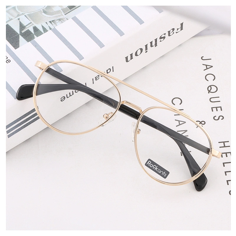 Hot selling classic round metal optical frame double bridge wide rim wire frames eyeglasses frames