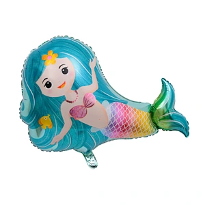 Cartoon Mermaid Foil Balloon Happy Birthday Balloons for Little Princess Baby Girl Birthday Party Decor
