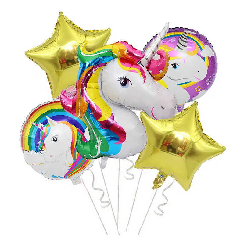 Unicorn design happy birthday party decoration helium foil balloons