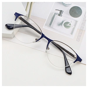 fashion cat eye half rim women metal optical two color eyeglasses frames