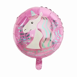 Hot Sale Birthday Party Decoration Balloon 18 Inch Round Shape Unicorn Foil Balloon