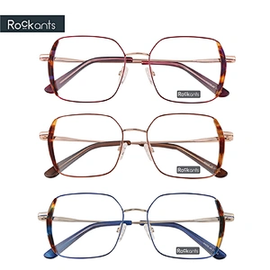 High quality new fashion metal optical frame polygon eyeglasses Woman luxury designer eyeglasses
