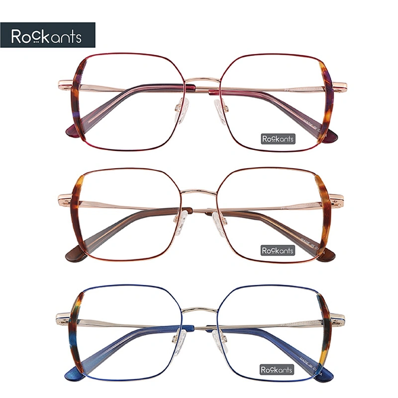 High quality new fashion metal optical frame polygon eyeglasses Woman luxury designer eyeglasses