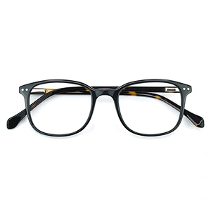 Classic black acetate optical frames with demi temple eyewear for men women