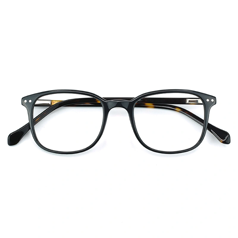 Classic black acetate optical frames with demi temple eyewear for men women