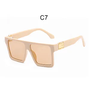 2021 New Arrivals Women Men PC UV 400 Custom Logo Big Shades Sunglasses Mirror Flat Top Sunglasses Sun Glasses