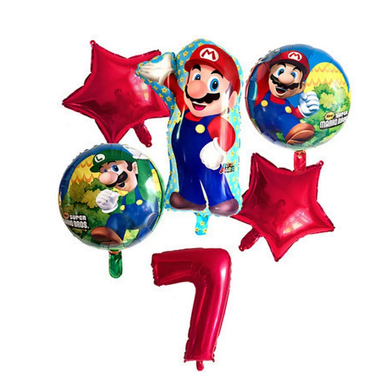 6pcs Super Mario Balloon Latex Mario Bros Balloons For 1 2 3 4 5 6 Birthday Party Decor Baby Shower Lugis Mario Ballons Kids Toy