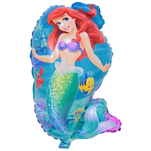 Cartoon Mermaid Foil Balloon Happy Birthday Balloons for Little Princess Baby Girl Birthday Party Decor