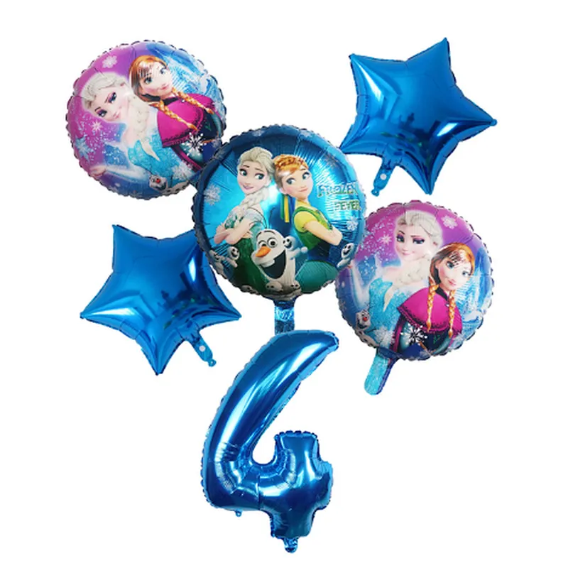 Disney Frozen Princess Elsa Helium Balloons Gradient Number Baby Shower Party Decoration Balloons Kids Birthday Air Globos