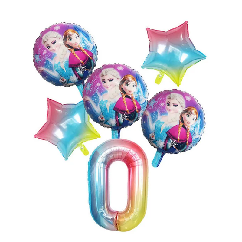 Disney Frozen Princess Elsa Helium Balloons Gradient Number Baby Shower Party Decoration Balloons Kids Birthday Air Globos