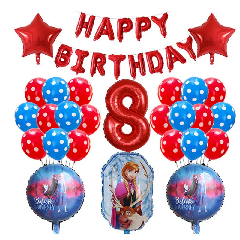 Frozen Party Latex Balloon Set Girl Kids 1 2 3 4 5 6 7 8 9 Birthday Party Decor Baby Shower Number Balloons Globos Supplies