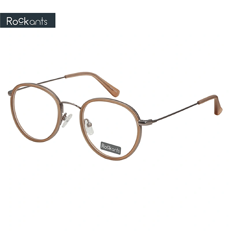 Rock ants main product classic design round acetate metal glasses handmade optical eyeglasses frames