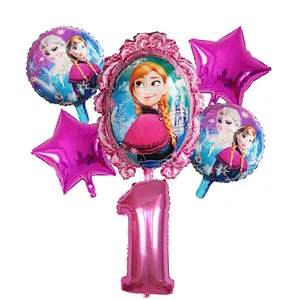 6Pcs Elsa Disney Frozen Princess Helium Balloons Number Baby Shower Girl Foil Globos Birthday Party Decorations Kids Toys Gift