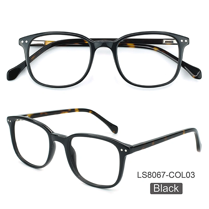Classic black acetate optical frames with demi temple eyewear for men women