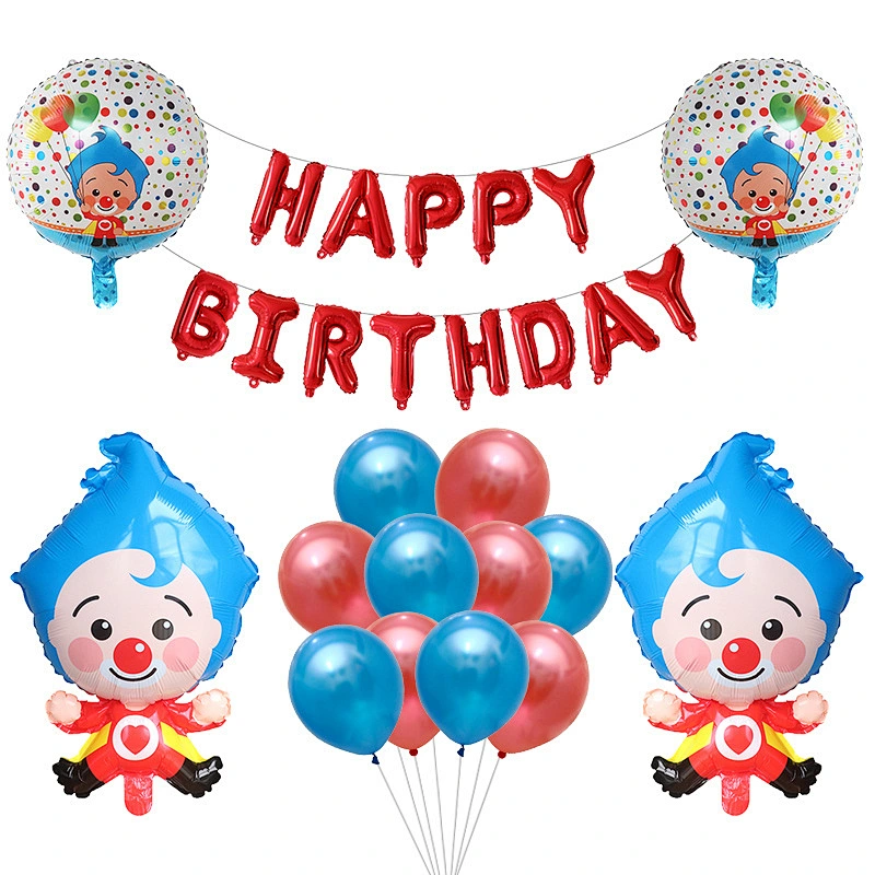 New Cartoon Clown Theme Happy Birthday Letter Balloon Set Kids Cartoon Toys For Children Birthday Party Decoration