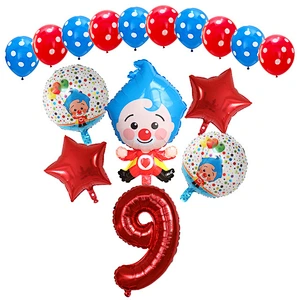 Plim Plim Clown Polka Dots Latex Globos 32 inch number foil balloons set For Kids Toy Birthday Party Decoration Supplies