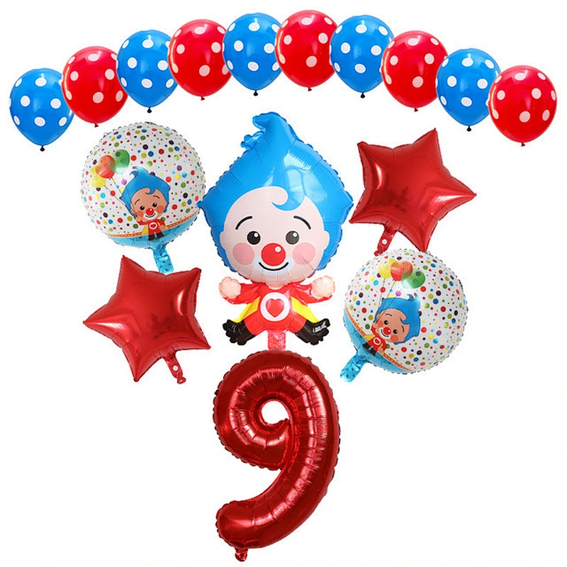 Plim Plim Clown Polka Dots Latex Globos 32 inch number foil balloons set For Kids Toy Birthday Party Decoration Supplies