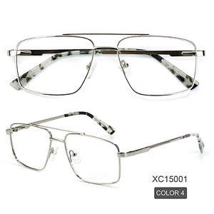 Black Retro metal optical frames double bridge men eyeglasses