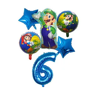 6pcs Super Mario Balloon Latex Mario Bros Balloons For 1 2 3 4 5 6 Birthday Party Decor Baby Shower Lugis Mario Ballons Kids Toy