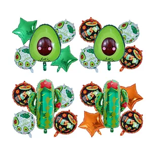 Wholesale 5pcs Avocado Cactus Foil Balloon Set Fruit Birthday Party Decoration Balloon