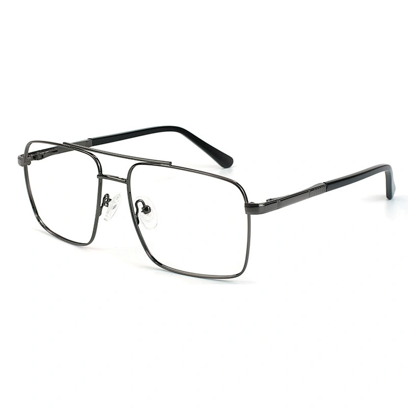 Squared double bridge eyeglasses frame metal optical frames oversized