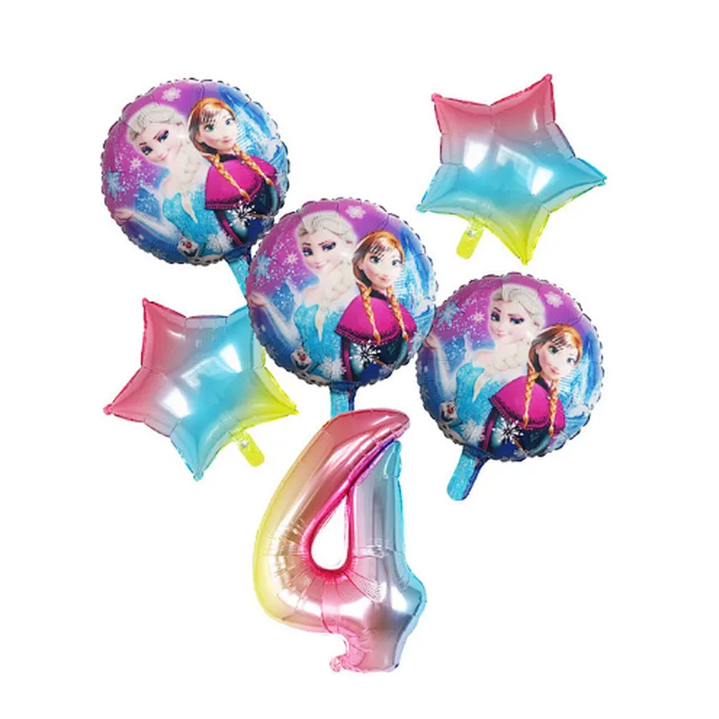 Disney Frozen Princess Elsa Helium Balloons Gradient Number Baby Shower Party Decoration Balloons Kids Birthday Air Globos