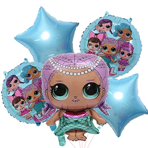 Amazon Surprise Doll Theme Set Aluminum Foil Balloon LOL Cartoon Shape Kids Toy Balloon Birthday Party Decoration