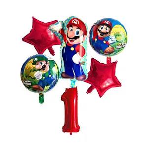 6pcs Super Mario Balloon Latex Mario Bros Balloons For 1 2 3 4 5 6 Birthday Party Decor Baby Shower Lugis Mario Ballons Kids Toy
