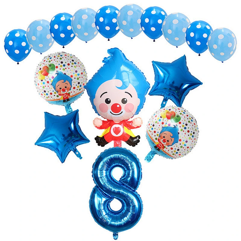 Plim Plim Clown Polka Dots Latex Globos 32 inch number foil balloons set For Kids Toy Birthday Party Decoration Supplies