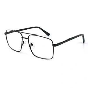 Squared double bridge eyeglasses frame metal optical frames oversized