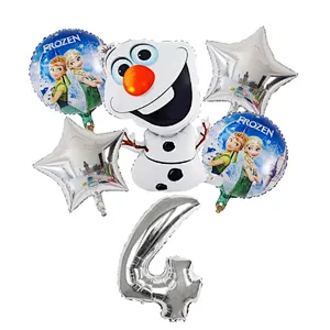 6Pcs Elsa Disney Frozen Princess Helium Balloons Number Baby Shower Girl Foil Globos Birthday Party Decorations Kids Toys Gift