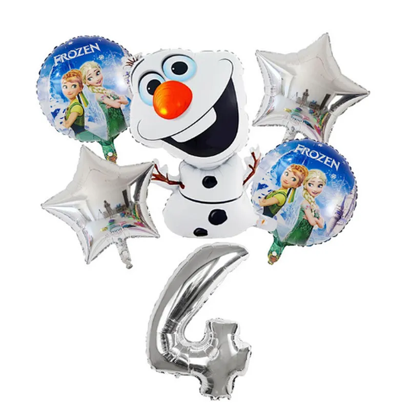 6Pcs Elsa Disney Frozen Princess Helium Balloons Number Baby Shower Girl Foil Globos Birthday Party Decorations Kids Toys Gift