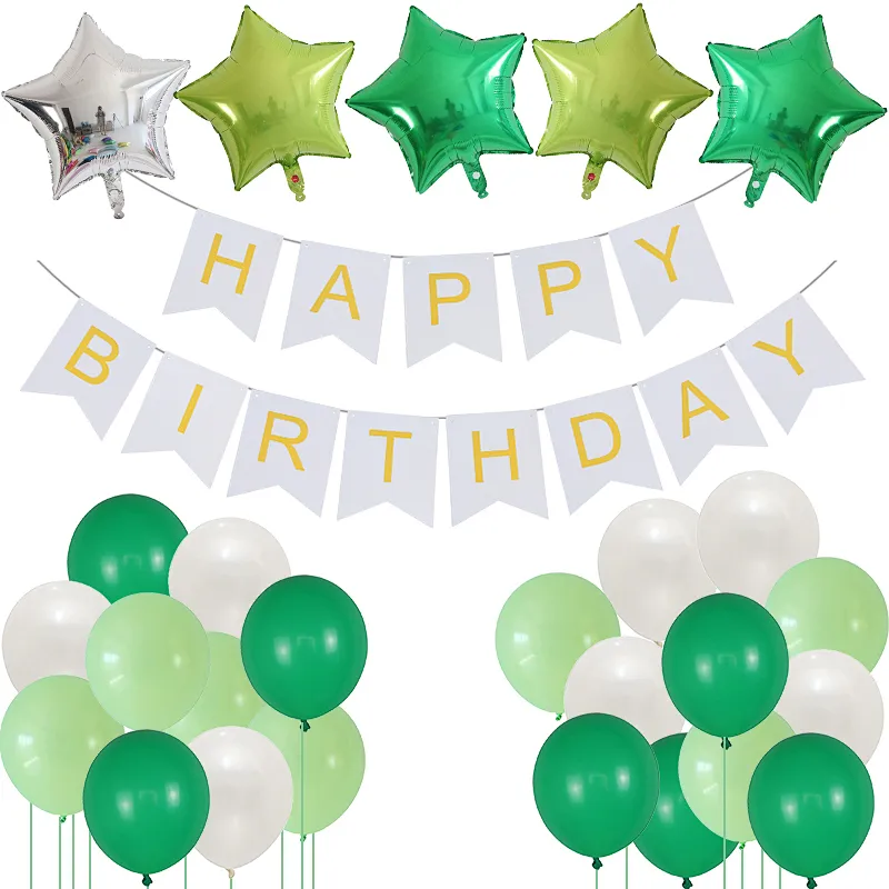 Happy Birthday Flag Banner Star Foil Balloon Set Birthday Baby Shower Party Decoration Globos