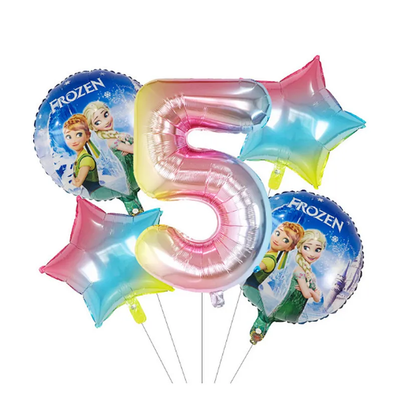 5Pcs Number Balloon Elsa Anna Disney Frozen Princess Helium Balloons Baby Shower Girl Globos Birthday Party Decoration Kids Toys