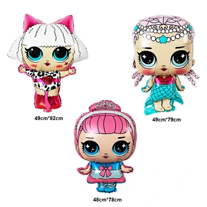 Amazon Surprise Doll Theme Set Aluminum Foil Balloon LOL Cartoon Shape Kids Toy Balloon Birthday Party Decoration