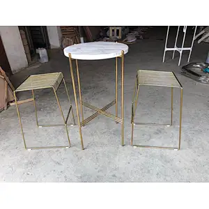 Marble brass bar table