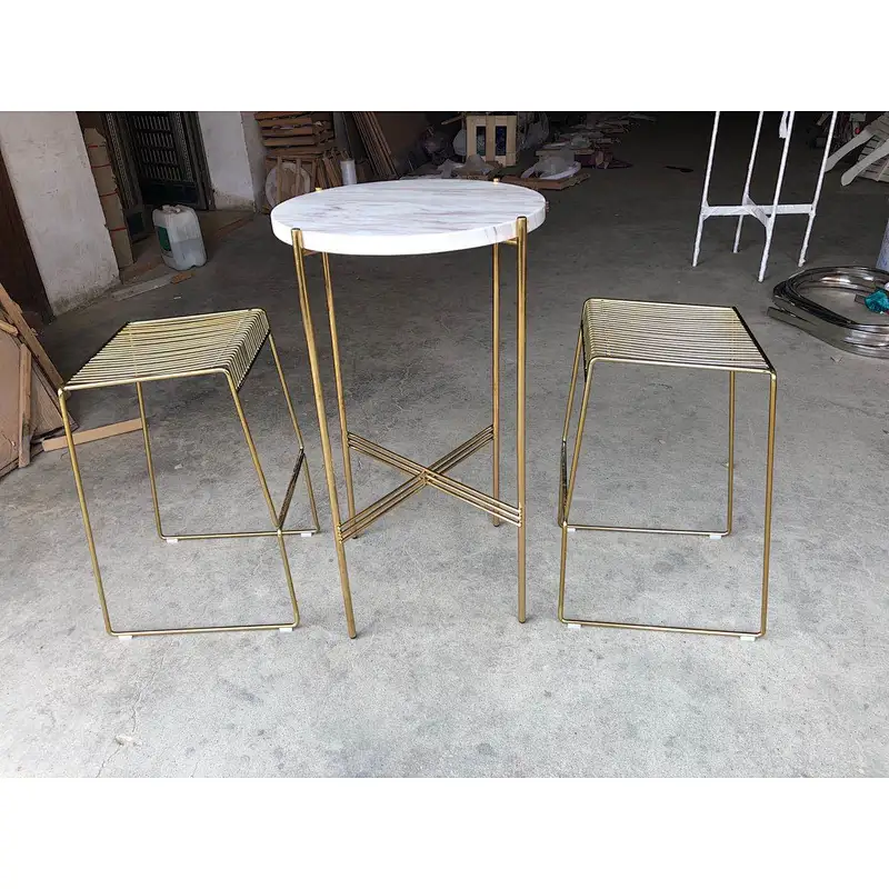 Marble brass bar table