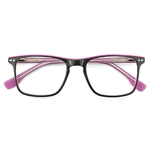 Acetate Men Patchwork Italy Design Rectangle Eye Glasses Clear Lens Optical Frames Spectacles