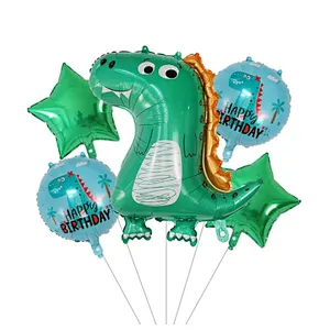 5pcs 18 inch Star Cartoon Dinosaur Foil Balloons Happy Birthday Party Decoration Baby Shower Kids Toys Balloon