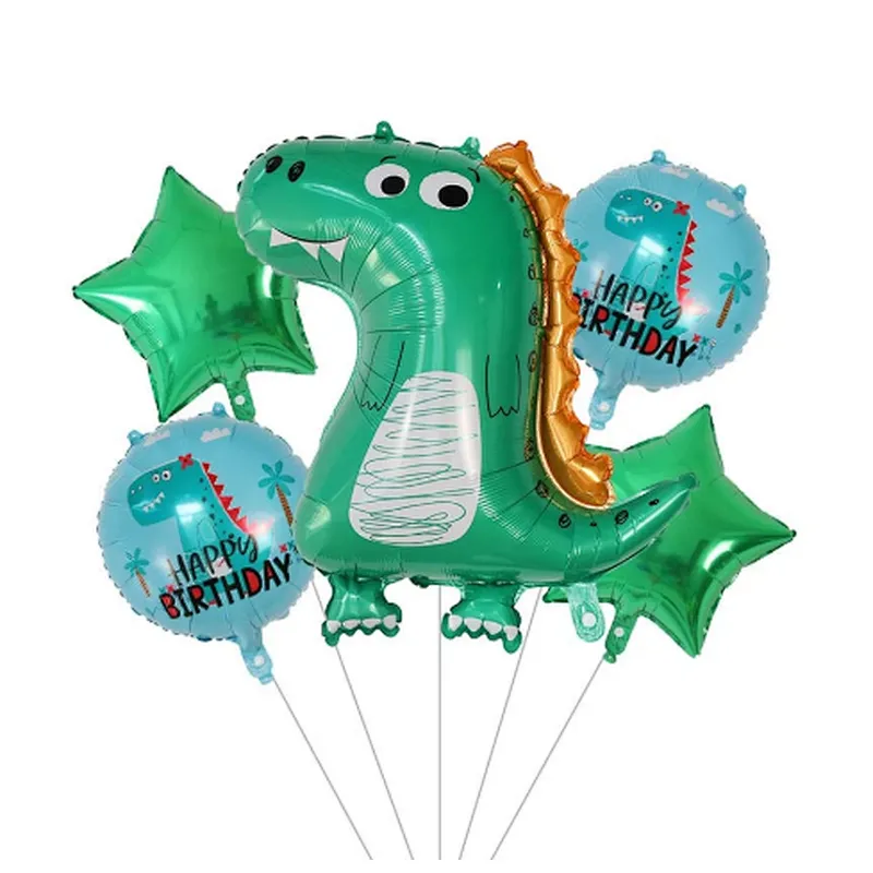5pcs 18 inch Star Cartoon Dinosaur Foil Balloons Happy Birthday Party Decoration Baby Shower Kids Toys Balloon
