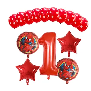 15pcs Spider Cartoon man Helium Foil Balloons Polk Dot Latex Air Globos Superhero Theme Birthday Party Decoration Kids Toys Gift