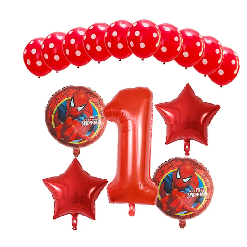 15pcs Spider Cartoon man Helium Foil Balloons Polk Dot Latex Air Globos Superhero Theme Birthday Party Decoration Kids Toys Gift
