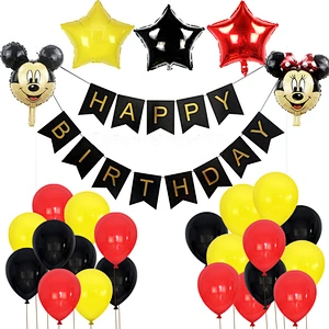 Cartoon Mickey Minnie Head Foil Balloon Set Happy Birthday Banner For Children's Birthday Party Decoration Supplies