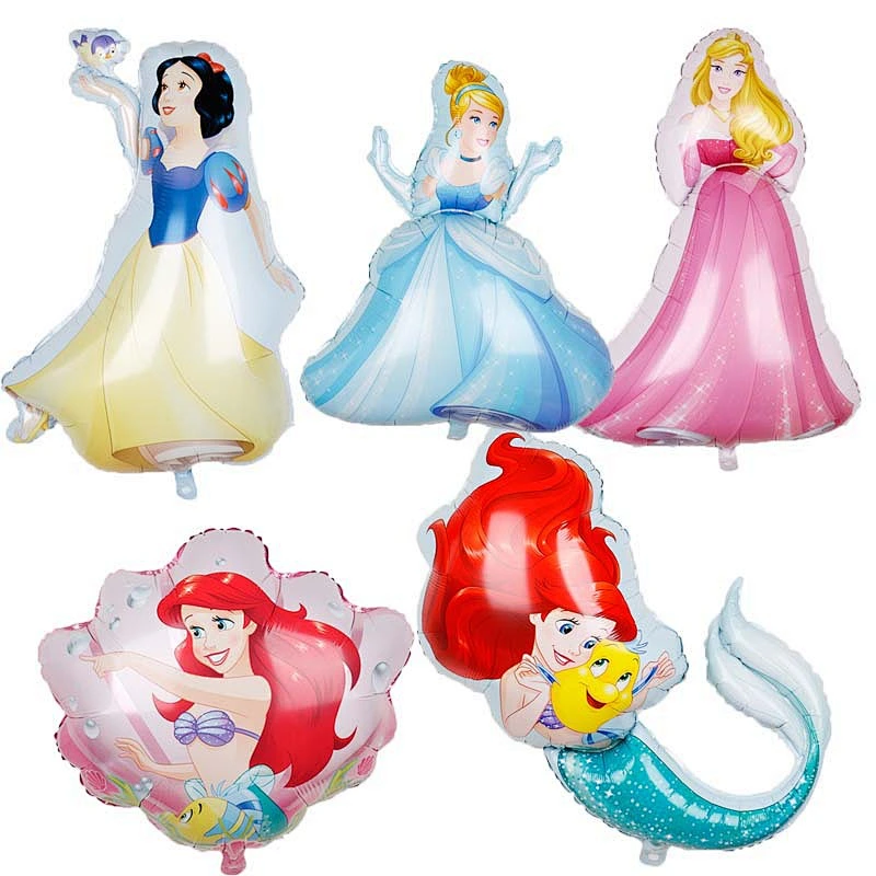 Sleeping Beauty Princess Mermaid Foil Balloon Princess Theme Girl Party Decorations White Cinderella Princess Mermaid Balloon