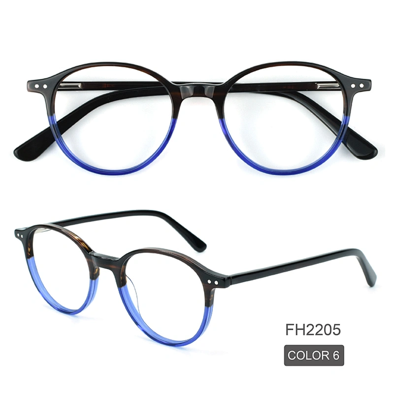 PH2205 most competitive 6 color round acetate optical frames spot goods eyeglasses