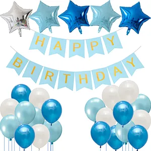 Happy Birthday Flag Banner Star Foil Balloon Set Birthday Baby Shower Party Decoration Globos