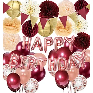 China Supplier Helium Balloon Set High quality Rose Gold Pompom Happy birthday Letter Set