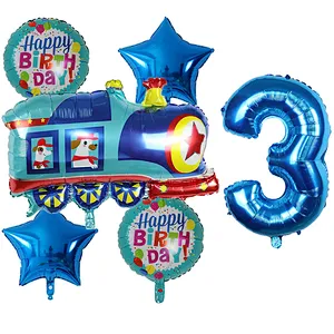 6 Pcs Cartoon Auto Balloon Fire Truck Engineering Vehicle Foil Balloon Ambulance For Kids Birthday Party Decoration